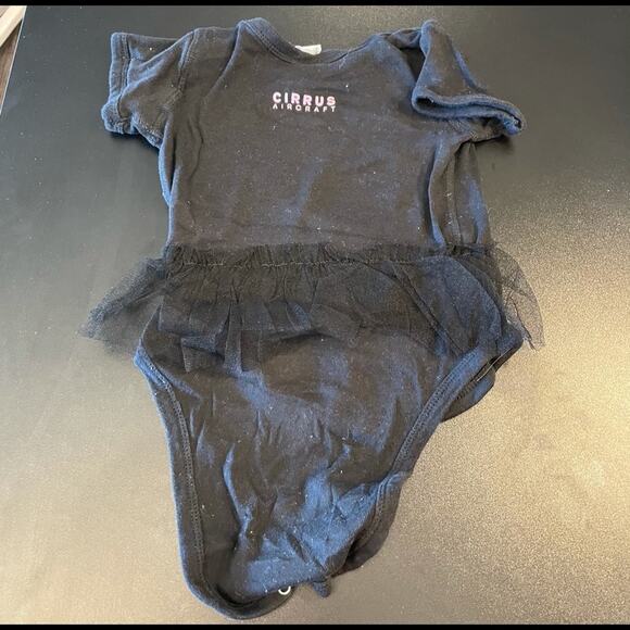 Black Onesie with Pink Airplane and Black Ruffle Size 18 months - Picture 2 of 3